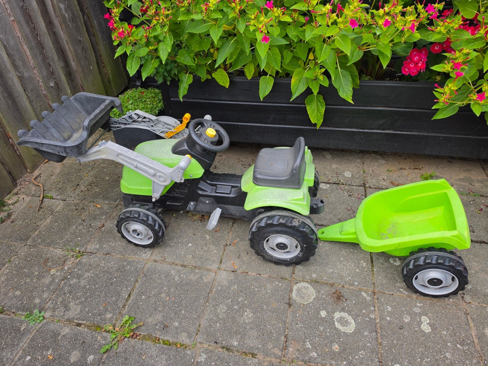 Smoby traptractor met aanhanger, gebruikt, Ophalen, Gebruikt, Overige merken, Met kar of aanhanger