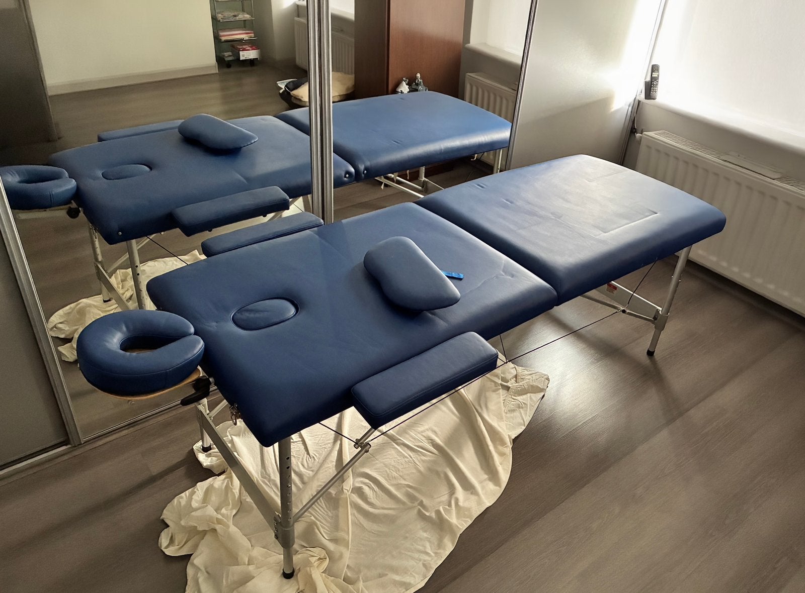 Massagetafel met 2 zones inklapbaar aluminum frame blauw, Ophalen of Verzenden, Zo goed als nieuw, Massagetafel