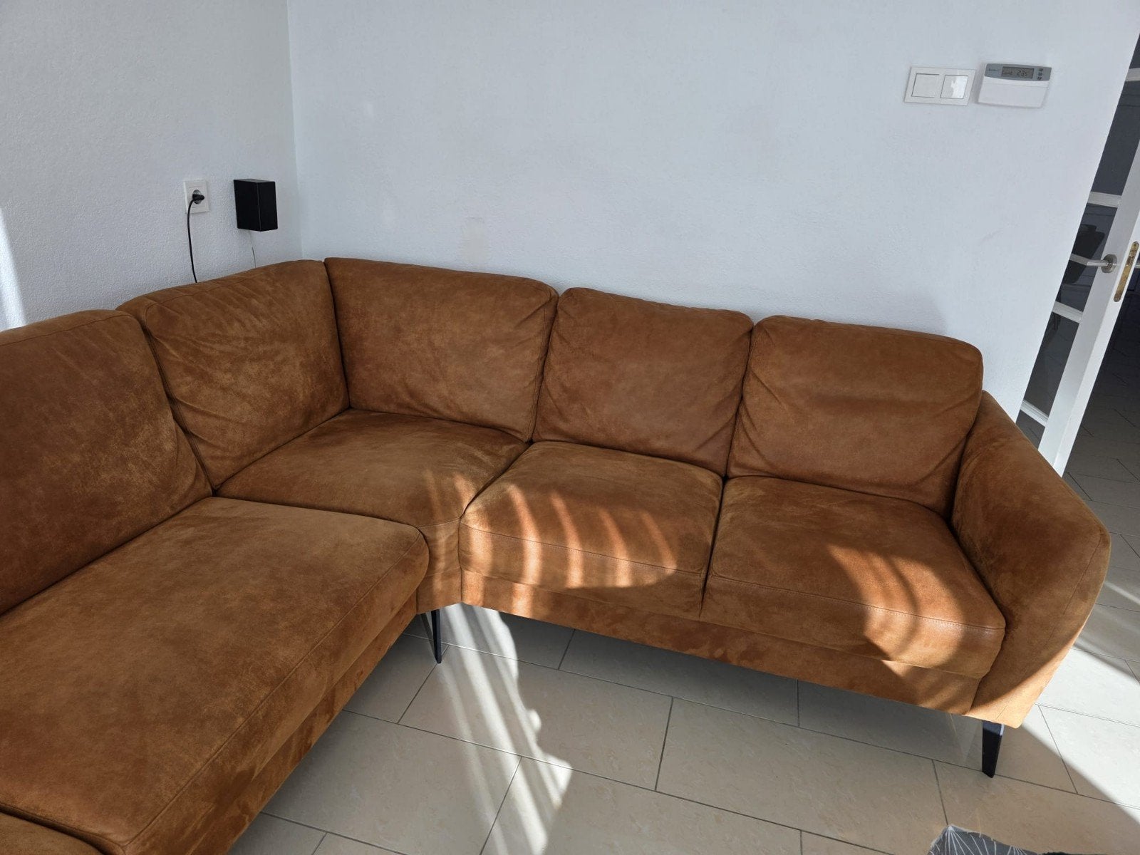 hoekbank microleder, Huis en Inrichting, Ophalen, Zo goed als nieuw, Leer, Modern