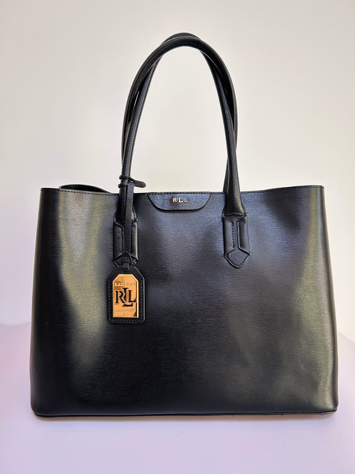 Ralph Lauren leren shopper / tote bag zwart–Zeer nette staat, Ophalen of Verzenden, Gebruikt, Zwart, Shopper