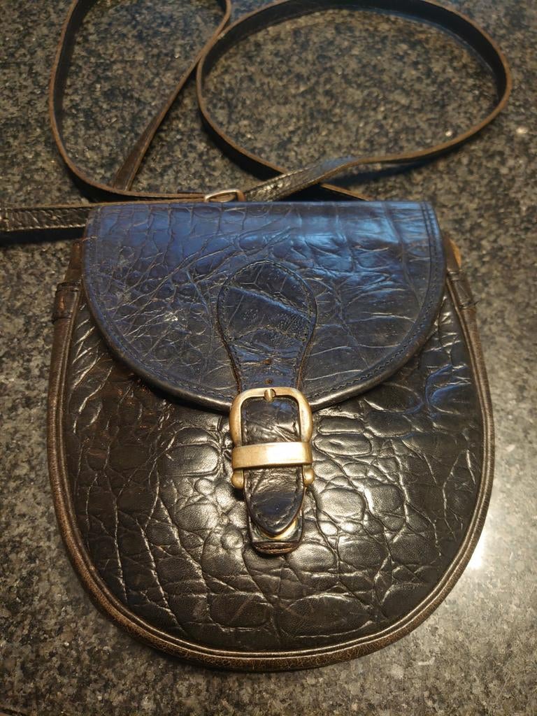 Izgst 100% lederen, zwart Burkelys crossbody/schoudertas, Ophalen of Verzenden, Zwart