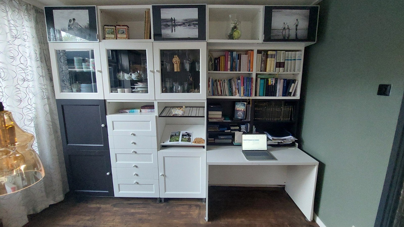 Grote modulaire IKEA Besta wandkast met bureau en verlichtin, Ophalen, Gebruikt