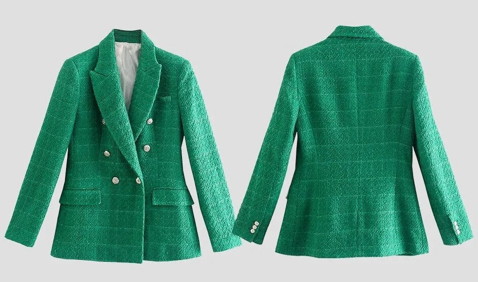 Groen geruit dames colbert vrouwen blazer jasje netjes, Maat 38/40 (M), Verzenden, Nieuw, Jasje