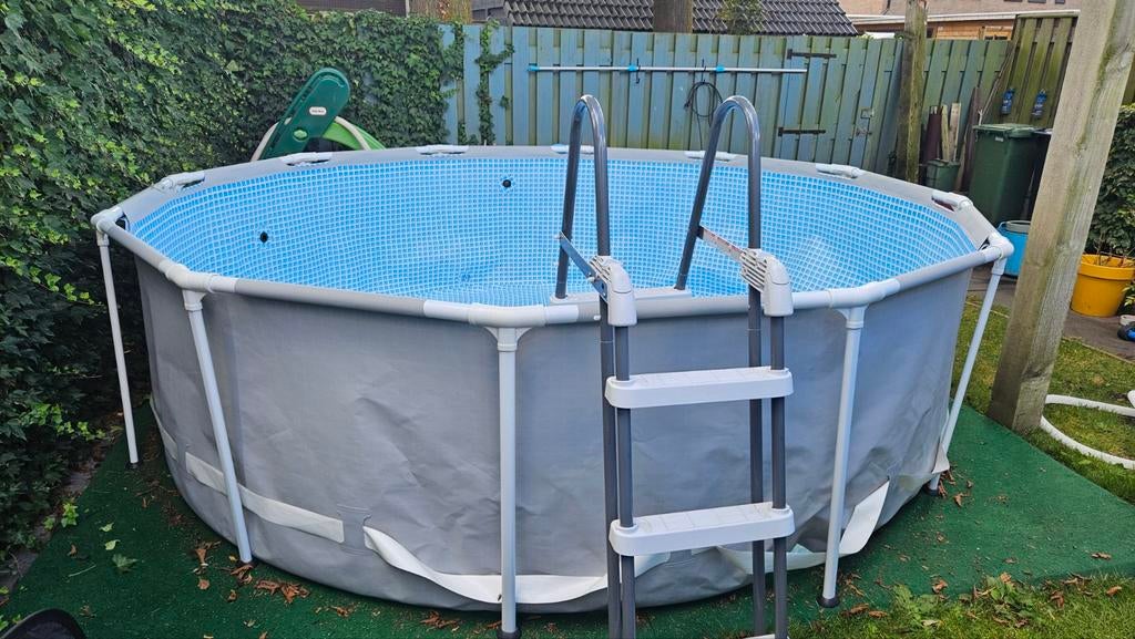 Intex Zwembad 366x99 cm met trap, Tuin en Terras, Ophalen, Gebruikt, 80 tot 120 cm, Rond