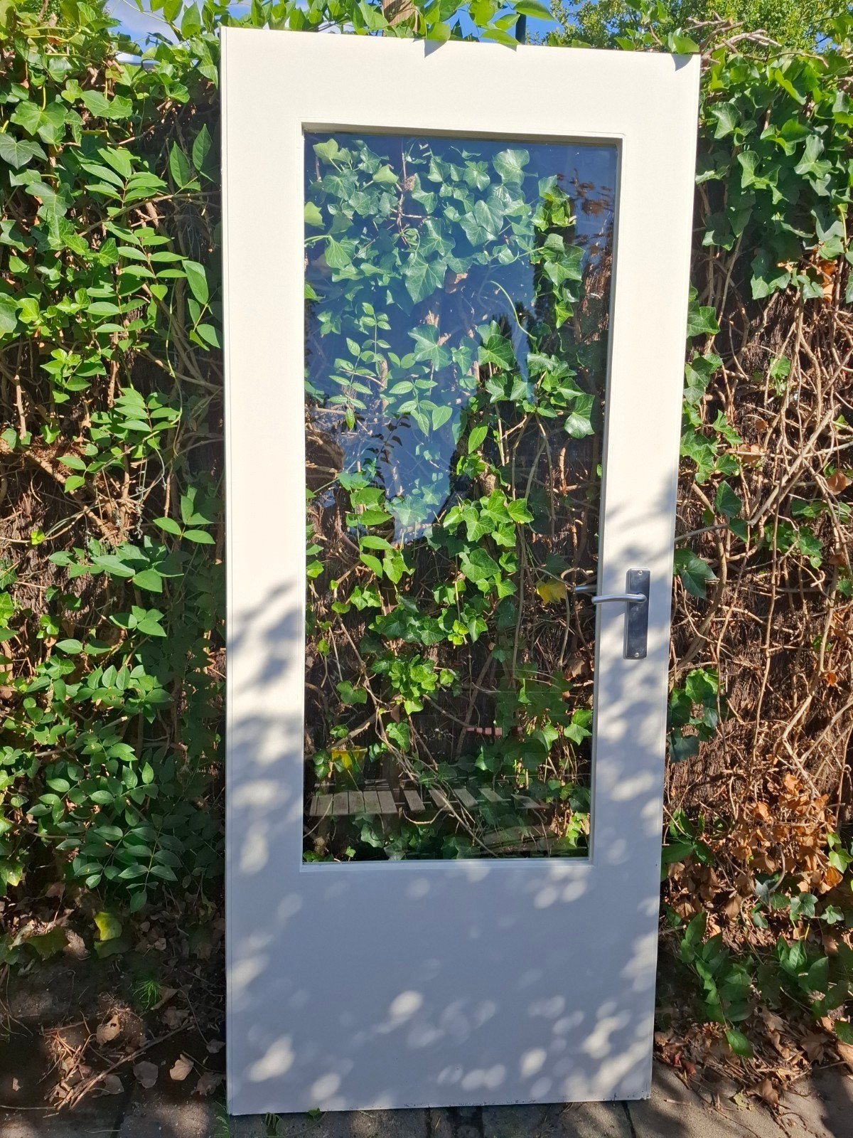 3x witte binnendeuren met glazen paneel- 85x201cm, Ophalen of Verzenden, Zo goed als nieuw, Binnendeur, 200 tot 215 cm