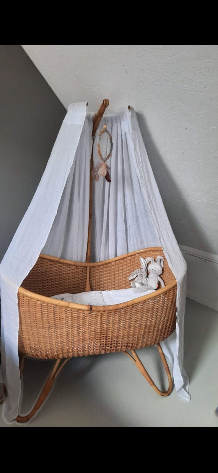 Vintage rotan wiegje, Kinderen en Baby's, Ophalen, Gebruikt, Wieg