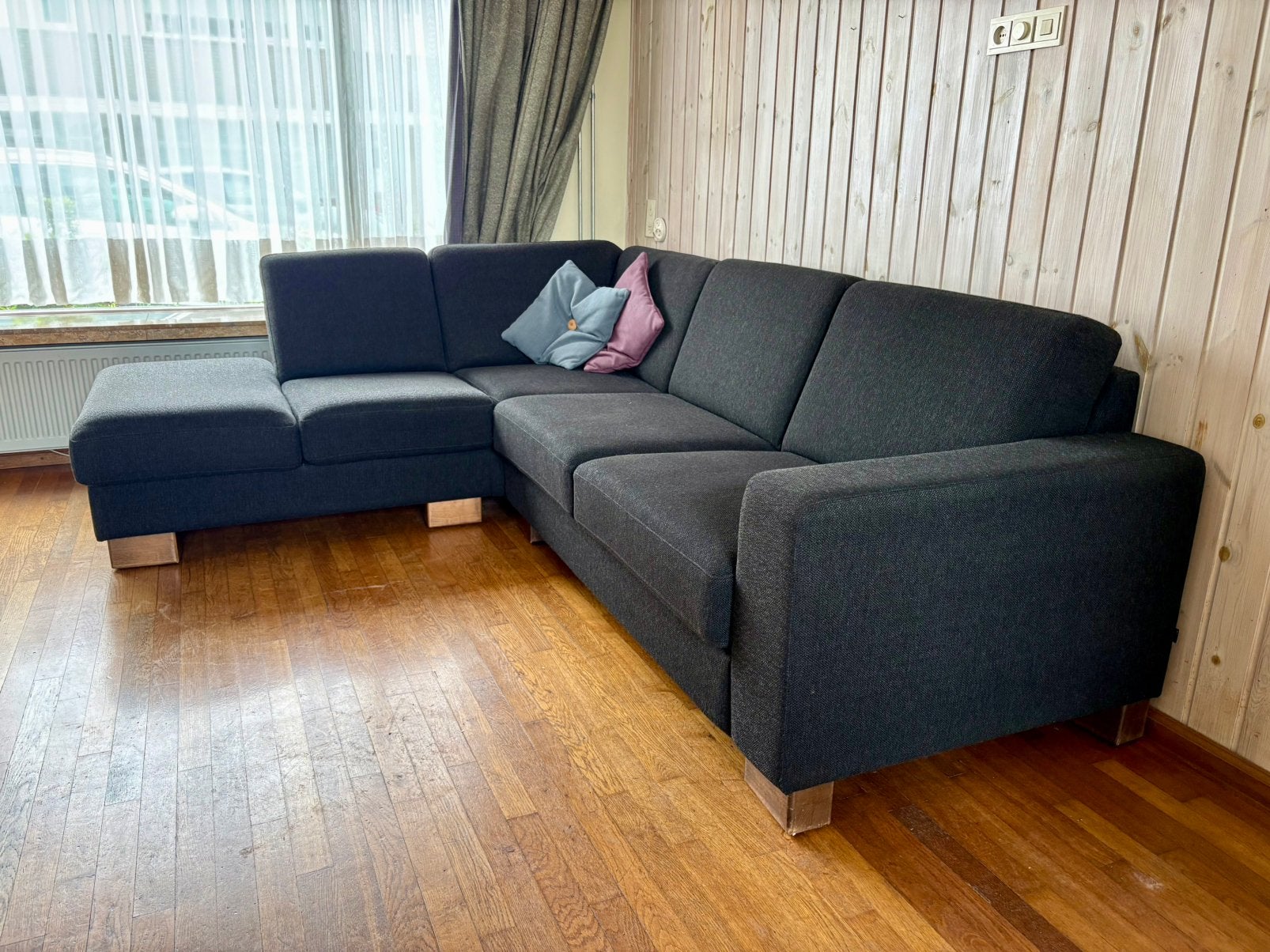 Goossens Hoekbank N-joy Divana met ligelelement, Ophalen, 250 tot 300 cm, Gebruikt, Vierpersoons of meer