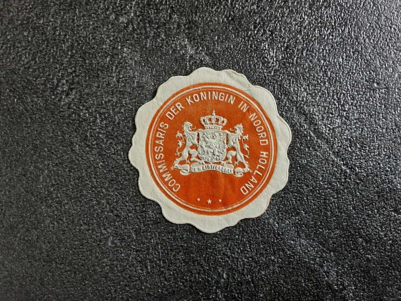 Sluitzegel commissaris der Koningin in Noord Holland, Ophalen of Verzenden, Zo goed als nieuw