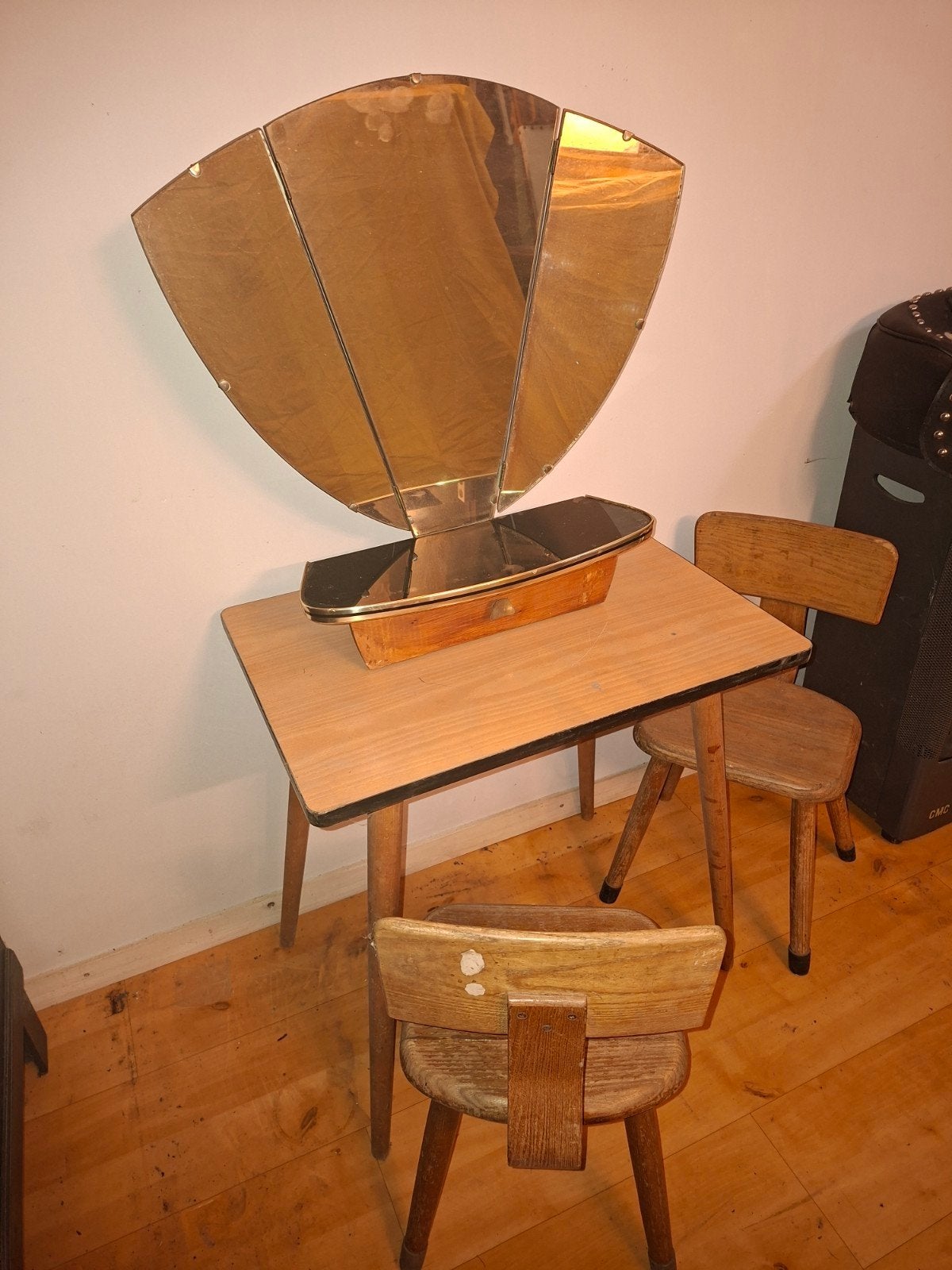 Vintage spiegel, Ophalen, Ovaal, Minder dan 50 cm