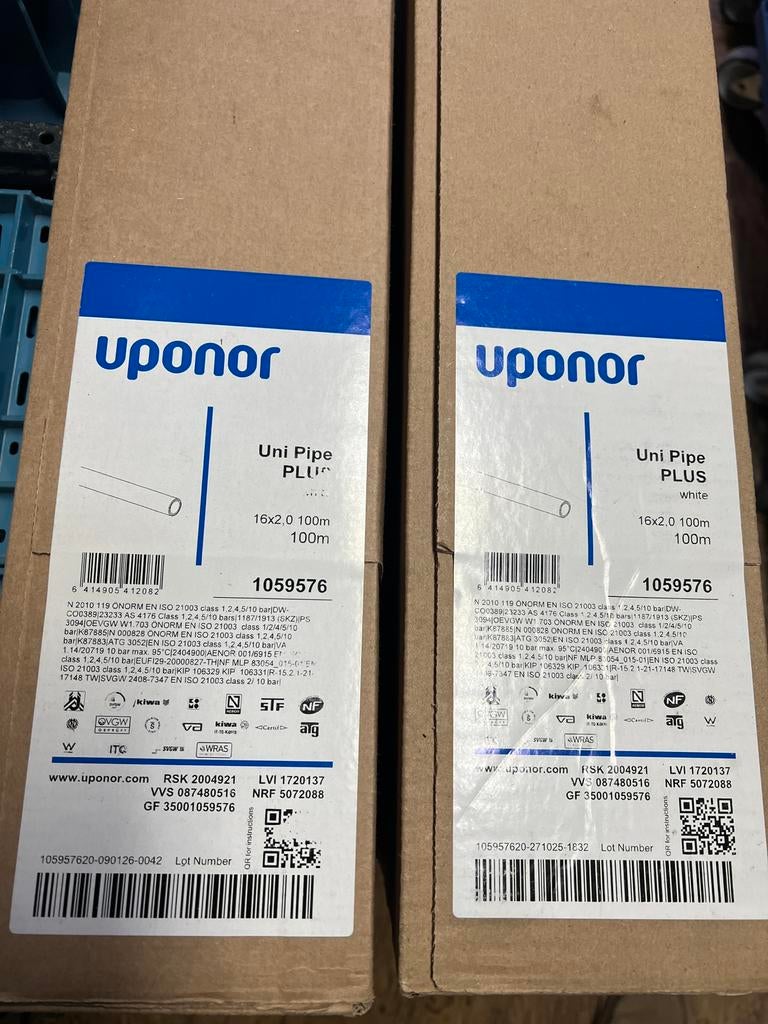 UPONOR Buis uni pipe plus wit 16x2 mm rol 100m, Ophalen of Verzenden, Nieuw, Overige typen