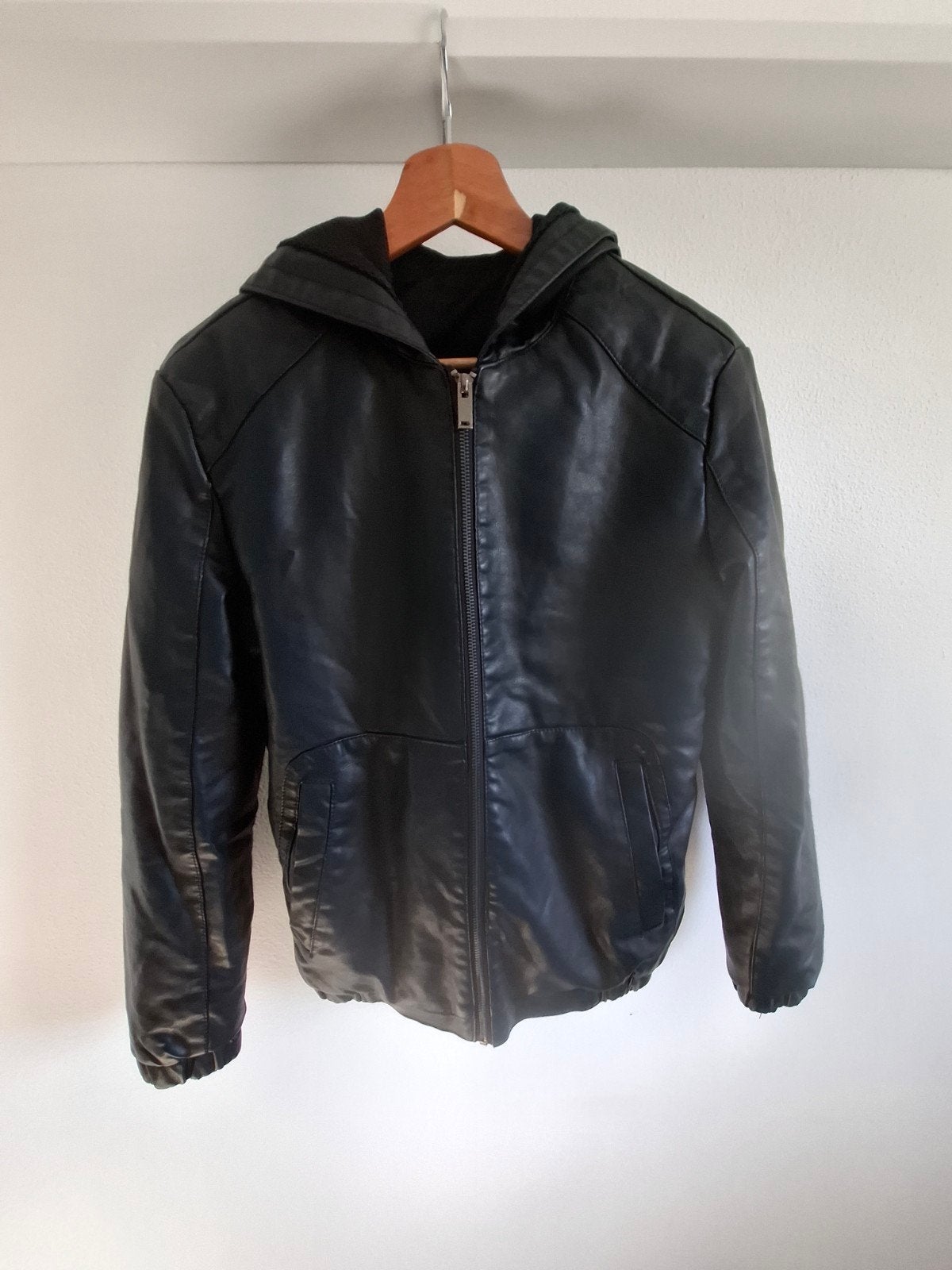 Nieuw Leren Jas met Capuchon maat L - Nooit Gedragen, Onbekend, Maat 48/50 (M), Zwart, Nieuw