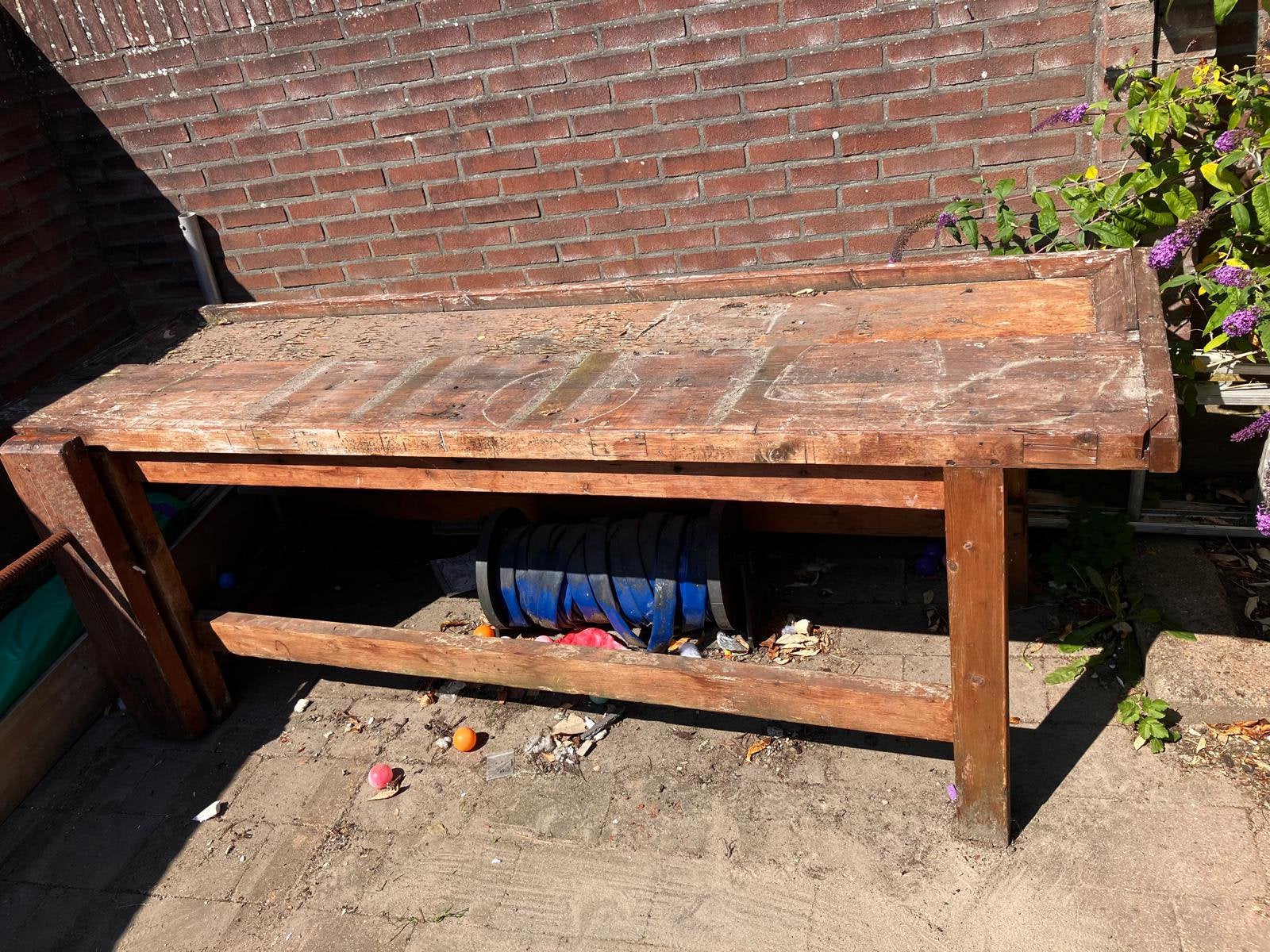 Houten werk bank oud, Ophalen, Zo goed als nieuw, Rechthoekig, Hout