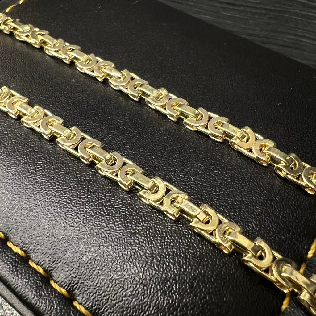 14k gouden ketting platte koningsketting massief schakel, Ophalen of Verzenden, Nieuw, Goud