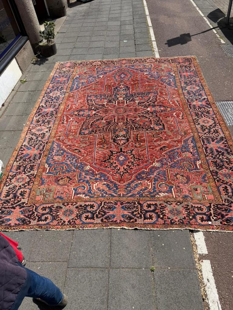 Antiek Heriz meesterwerk tapijt, unieke details, 410x320 cm