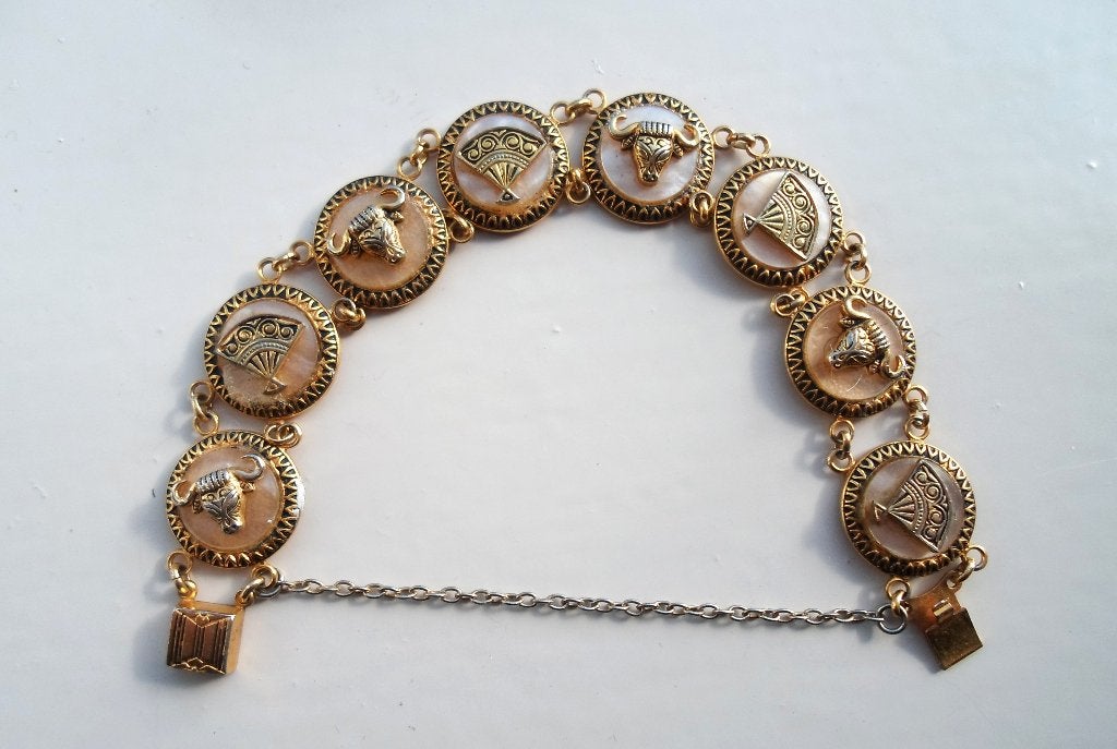 Armband Toledo / Damascene met veiligheidsketting., Ophalen of Verzenden, Zo goed als nieuw, Goud, Overige materialen