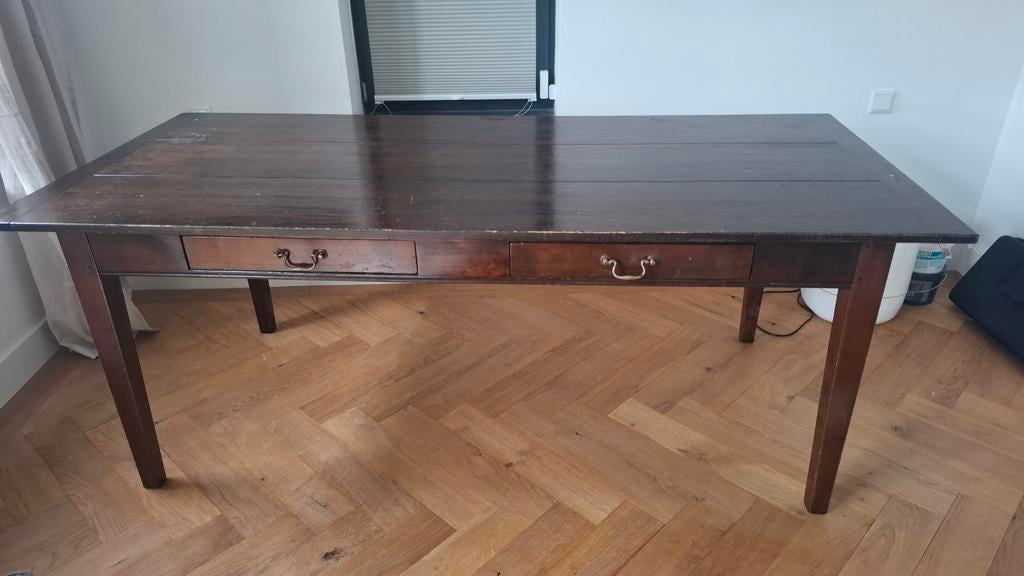 Riviera Maison Eettafel Massief Kersenhout 90x200 met Lades, Huis en Inrichting, Tafels | Eettafels, Gebruikt, 150 tot 200 cm