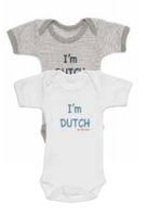 ISI Mini - Set rompers streepje + Tekst: I'm Dutch 50/56, Nacht- of Onderkleding, Isi mini, Jongetje of Meisje, Nieuw