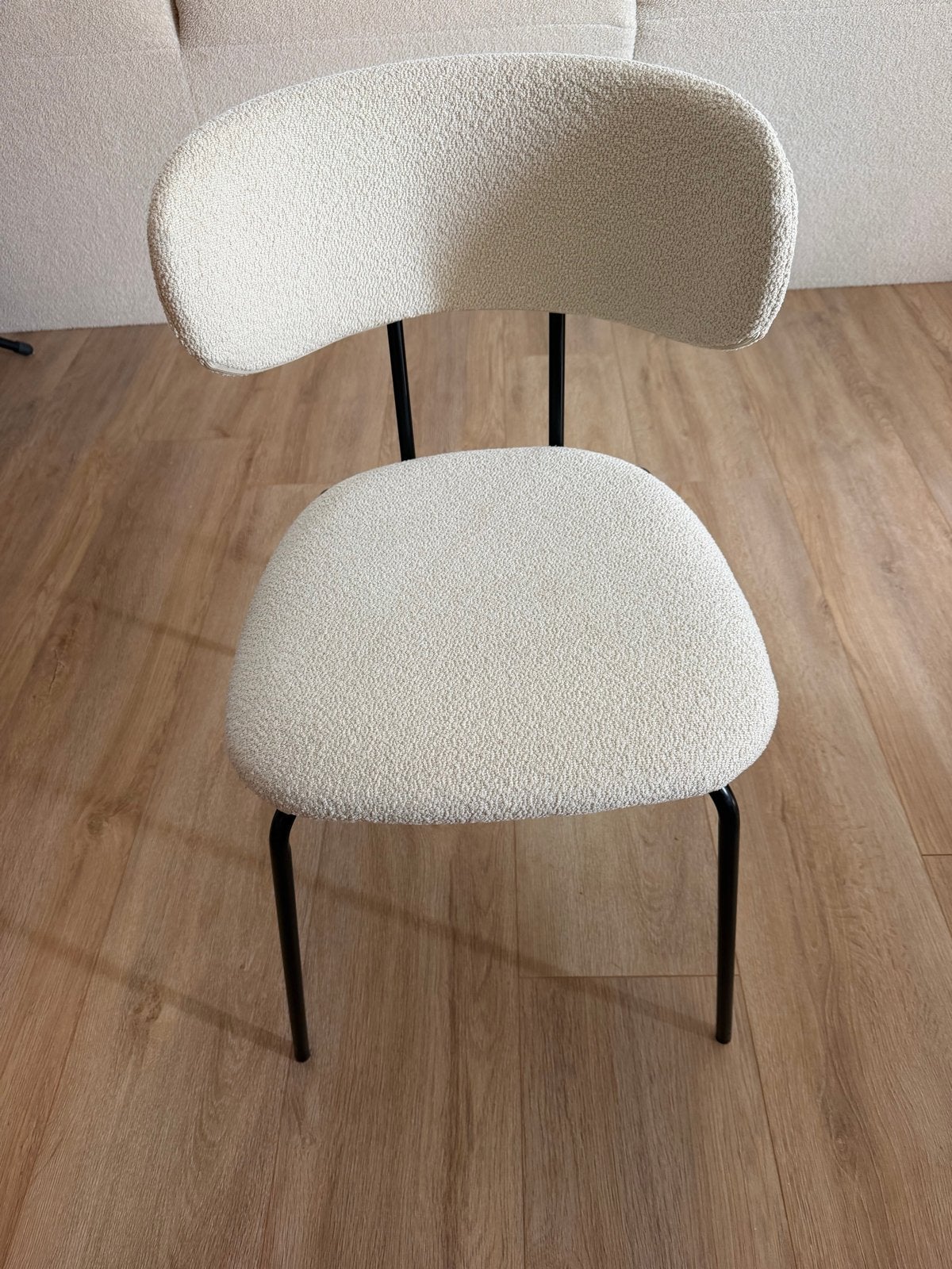 Moderne Bouclé Eetkamerstoel - 6 stuks, Ophalen, Japandi, Overige kleuren, Zo goed als nieuw