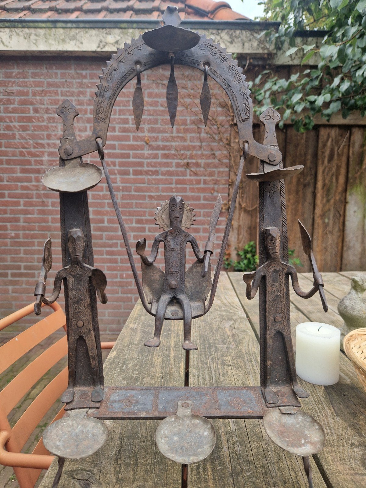 Decoratief metalen beeld - Indiase stijl - ca 45 cm hoog, Ophalen of Verzenden