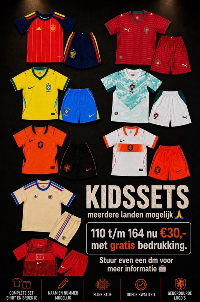 Kidssets alle landen WK 2026, Maat S, Verzenden, Nieuw, Set