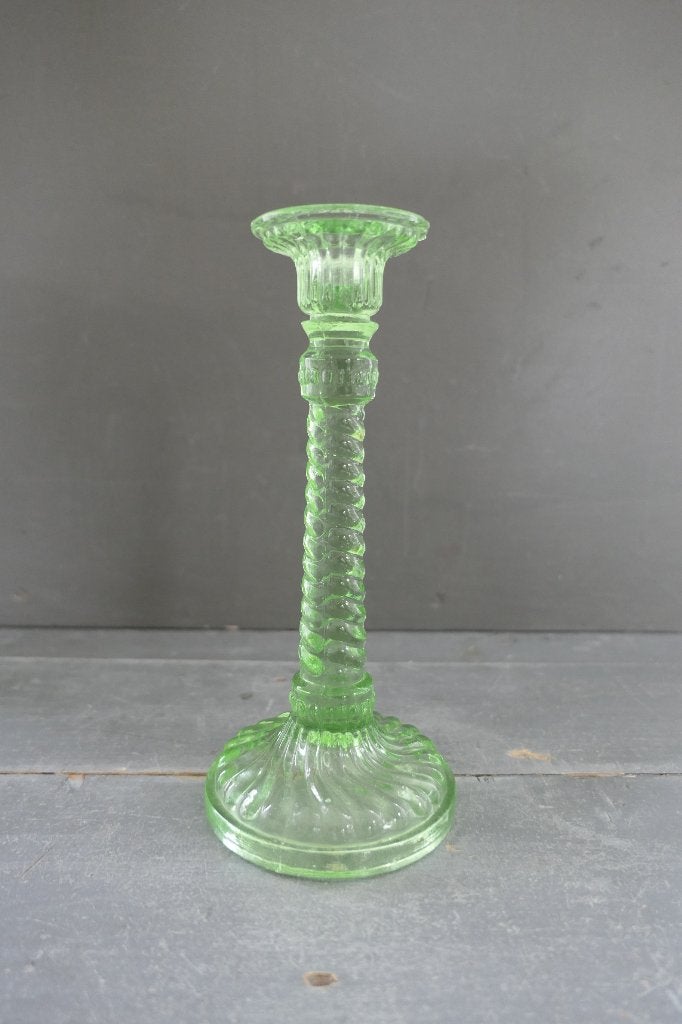 Art Deco Durover Belgium kandelaar persglas groen, Ophalen of Verzenden, Glas
