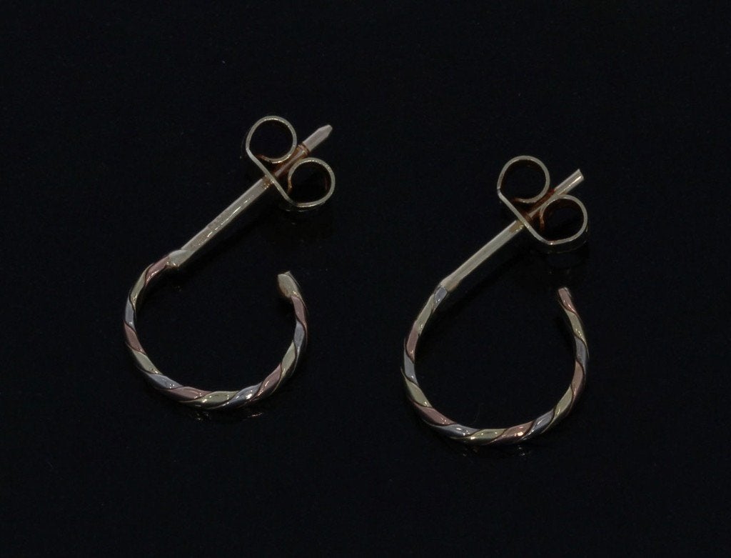 14k gouden fraai set oorbellen tricolor dames creool, Sieraden, Tassen en Uiterlijk, Oorbellen, Hangers, Voordeelsieraden, Ophalen of Verzenden