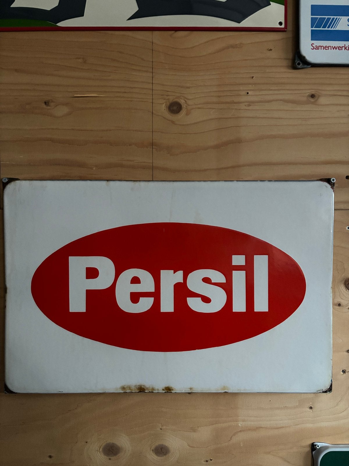 Vintage Persil Emaille Reclamebord, Ophalen of Verzenden