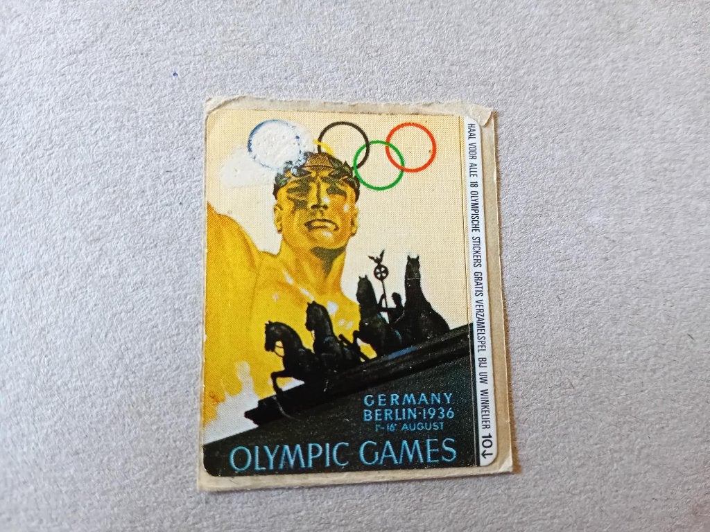 Olympic Games sticker Germany Berlin 1936  3,5x5cm, Ophalen of Verzenden, Gebruikt, Bedrijf of Vereniging