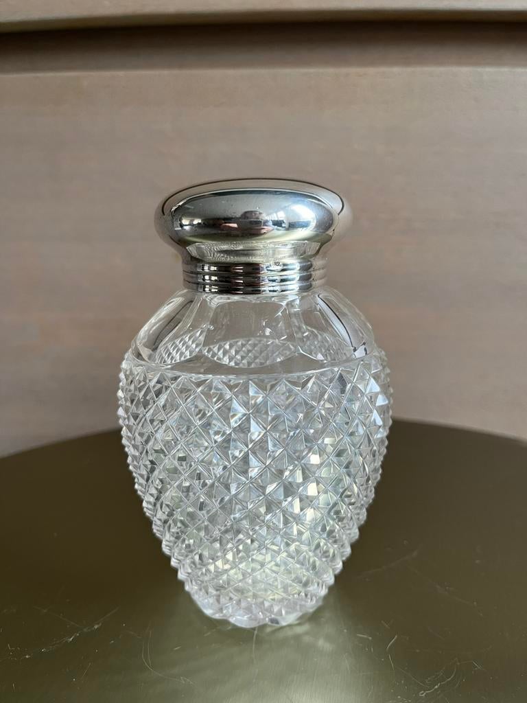 Antiek Kristallen theebus met Zilveren Montuur, Antiek en Kunst, Antiek | Goud en Zilver, Ophalen of Verzenden, Zilver