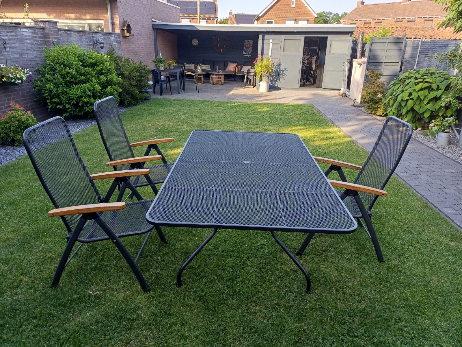 Tuintafel met 3 stoelen ijzeren, Ophalen, Overige materialen, Gebruikt, 3 zitplaatsen