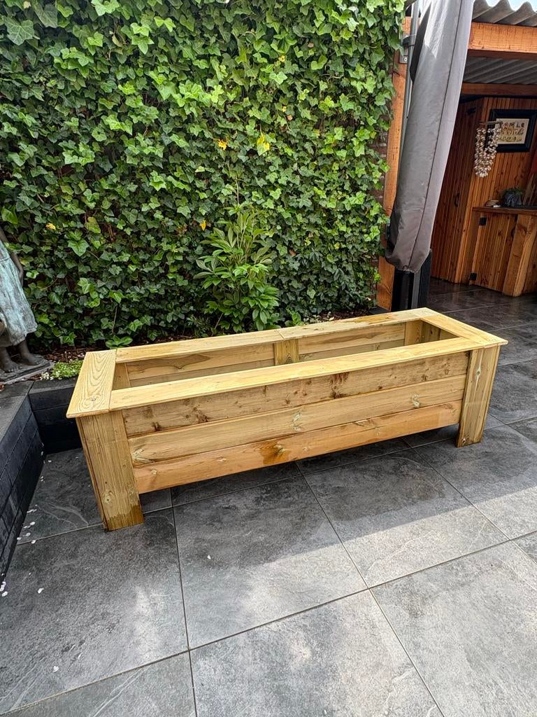 Grenen houten plantenbak, 100 cm of meer, Balkon, Ophalen of Verzenden, Zo goed als nieuw