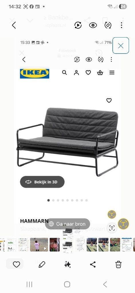 IKEA HAMMARN slaapbank 2-zits, zo goed als nieuw, Ophalen, Modern, Functioneel, Tweepersoons, 75 tot 100 cm