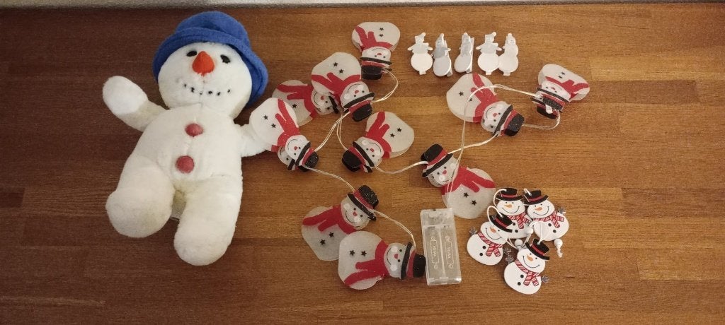 Sneeuwpop, thema winter, knuffel, lampjes, Kinderen en Baby's, Ophalen of Verzenden, Gebruikt, Overige typen