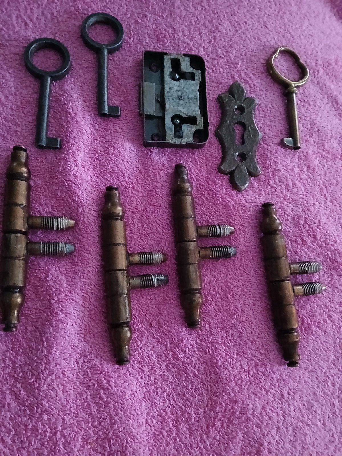 Set Antiek Meubelbeslag  Bronskleurig Paumelles, Antiek en Kunst, Ophalen of Verzenden