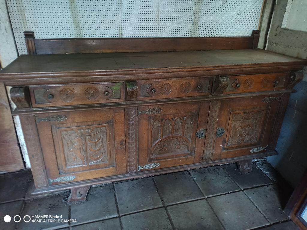 antiek eiken dressoir (of buffetkast), Ophalen, Gebruikt, 25 tot 50 cm, Eikenhout