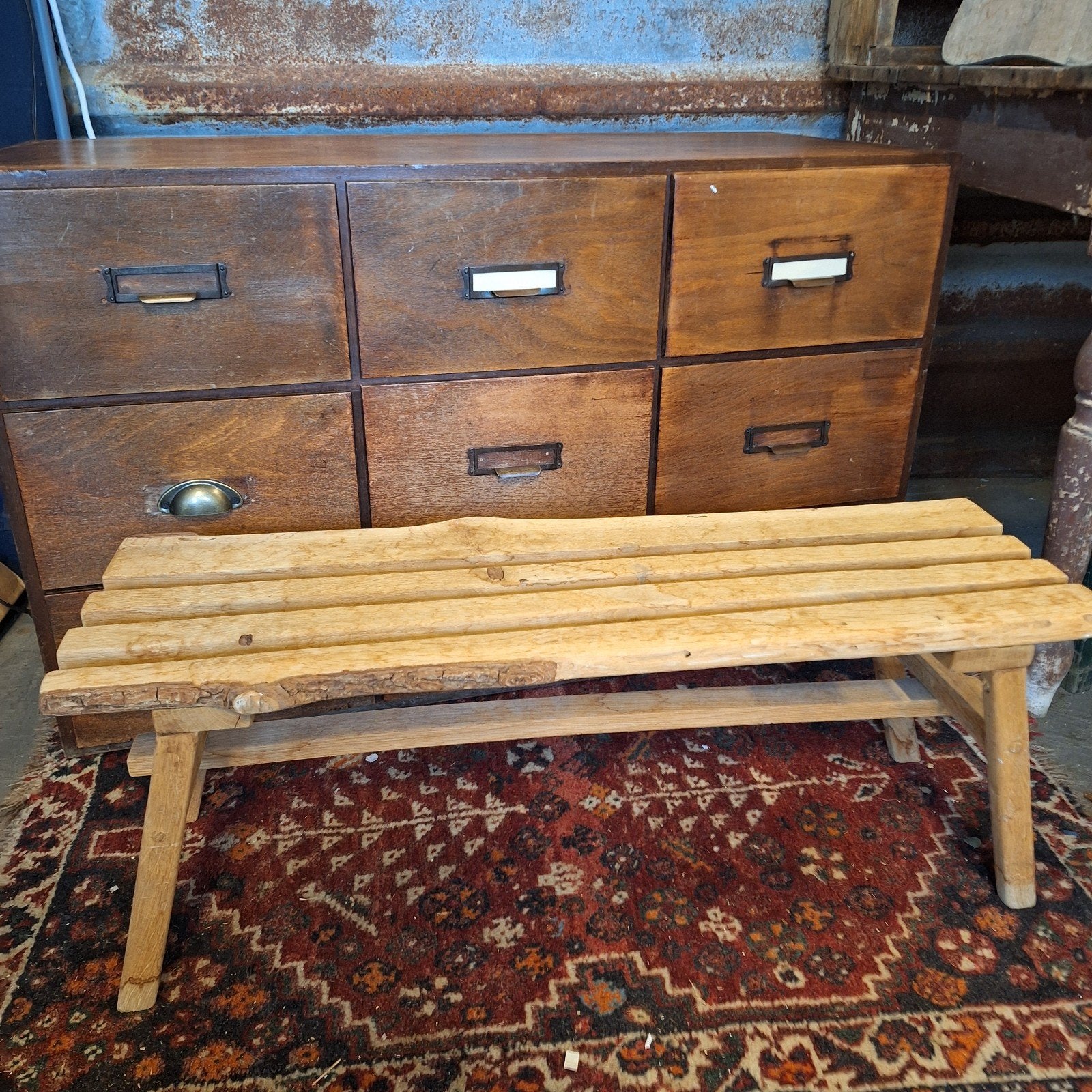 Stoer houten bankje / vensterbank / halbankje 80x27x31cm, Ophalen, Bruin, Nieuw, Eén