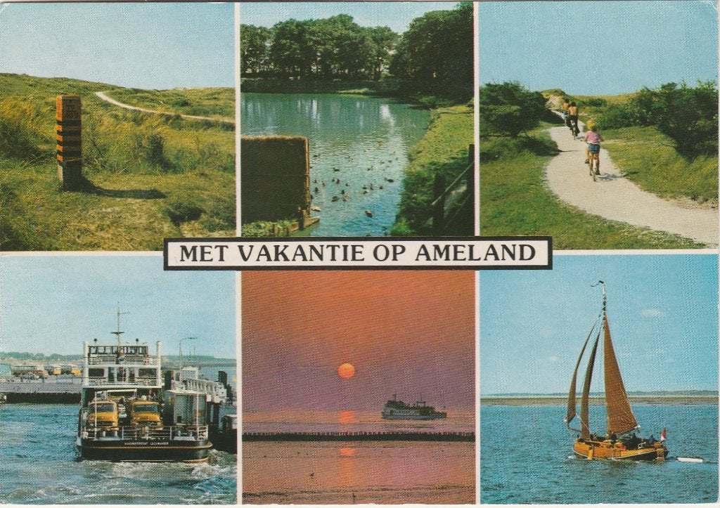 AMELAND Veerboot Meertje Fietspad, Verzamelen, Verzenden, 1960 tot 1980, Gelopen, Waddeneilanden