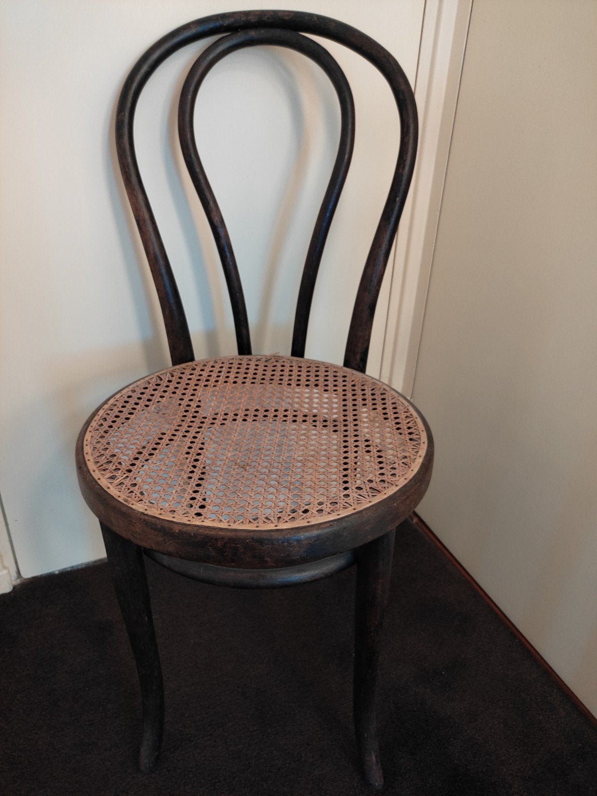 Originele Thonet nr. 18 café stoel met webbing, Ophalen