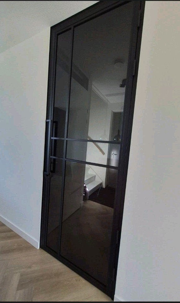 stalen rookglas zwarte plafondhoge deur, Ophalen of Verzenden, Nieuw, Binnendeur, 215 cm of meer