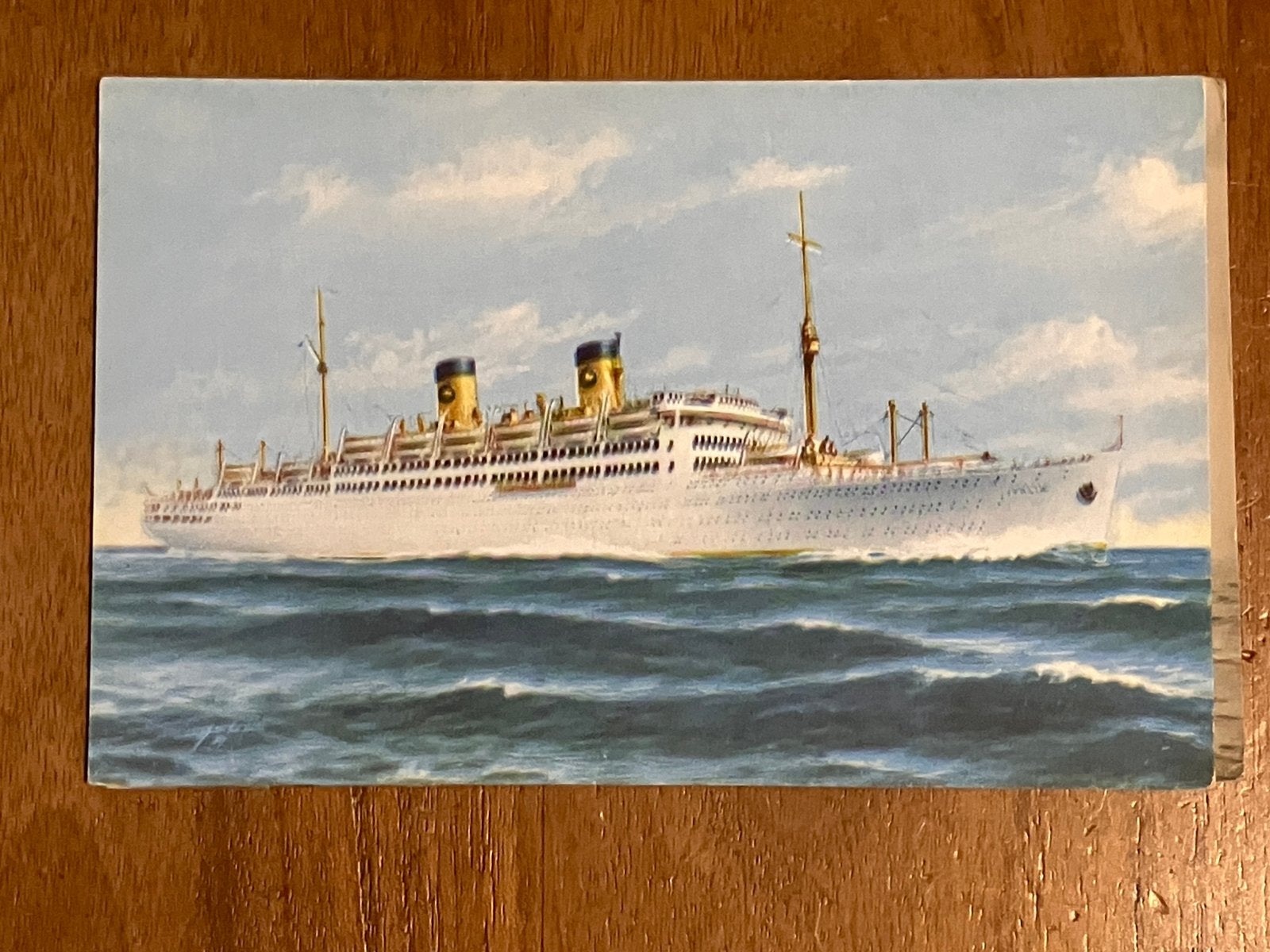 M.S. Italia. Home Lines., Verzamelen, Ophalen of Verzenden, Zo goed als nieuw, Motorboot, Kaart, Foto of Prent