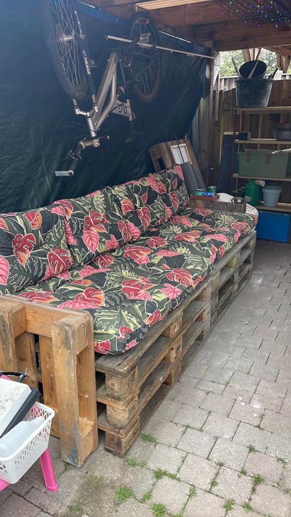 Gratis af te halen Pallet bank/ europallets, Tuin en Terras, Tuinbanken, Gebruikt, Hout, Ophalen
