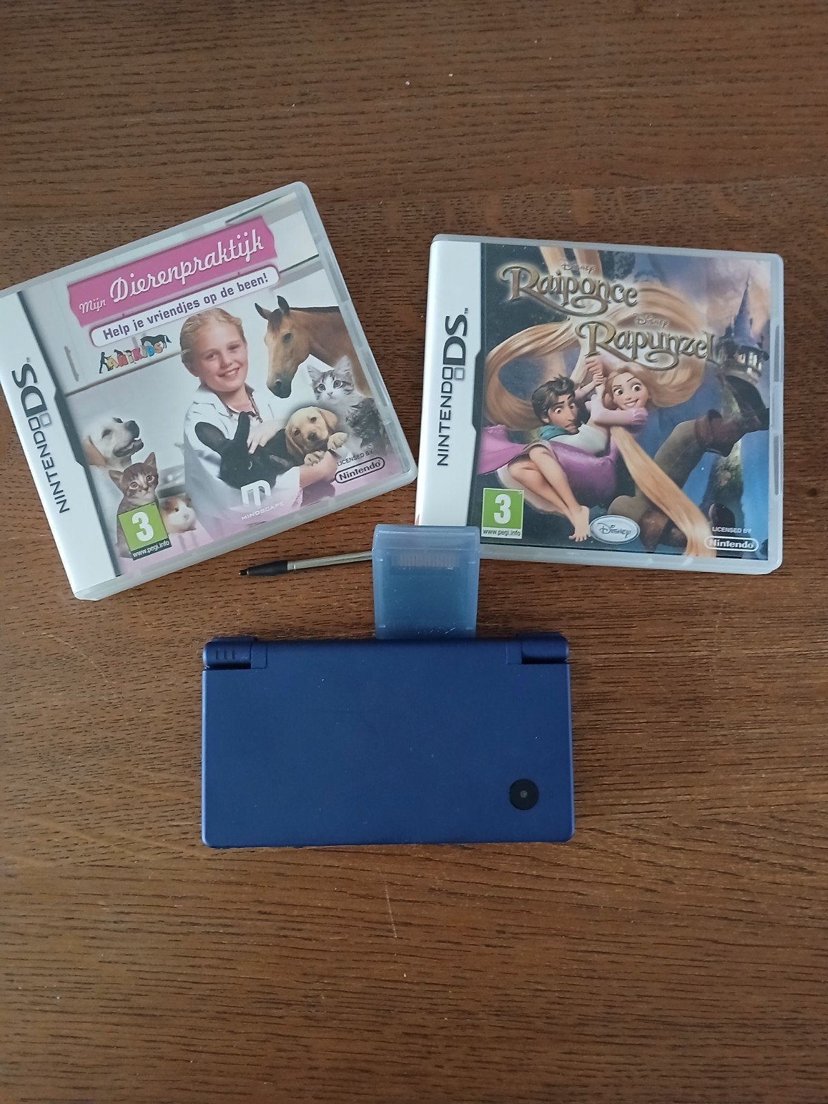 Nintendo DS met gamecard vol spellen (Zelda, Cooking Mama), Ophalen, Blauw, Dsi, Gebruikt