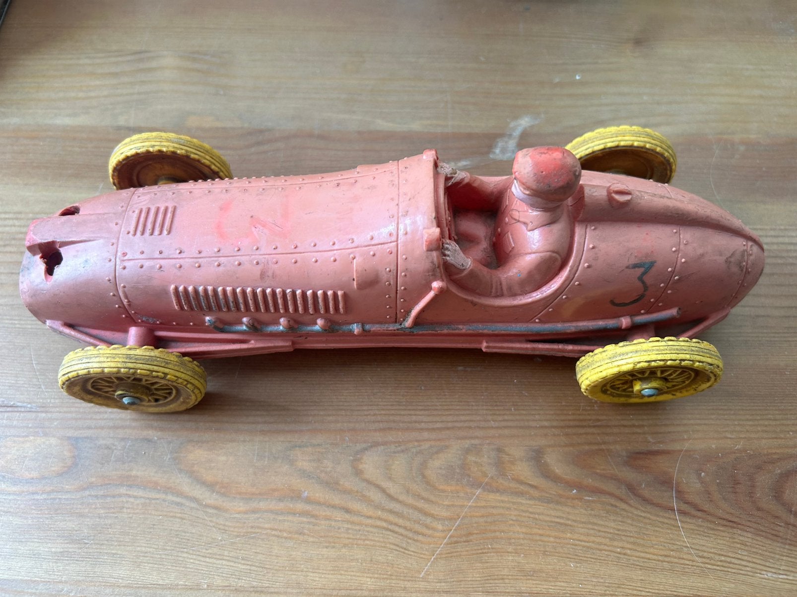 Plastic vintage raceauto, Ophalen of Verzenden, Gebruikt