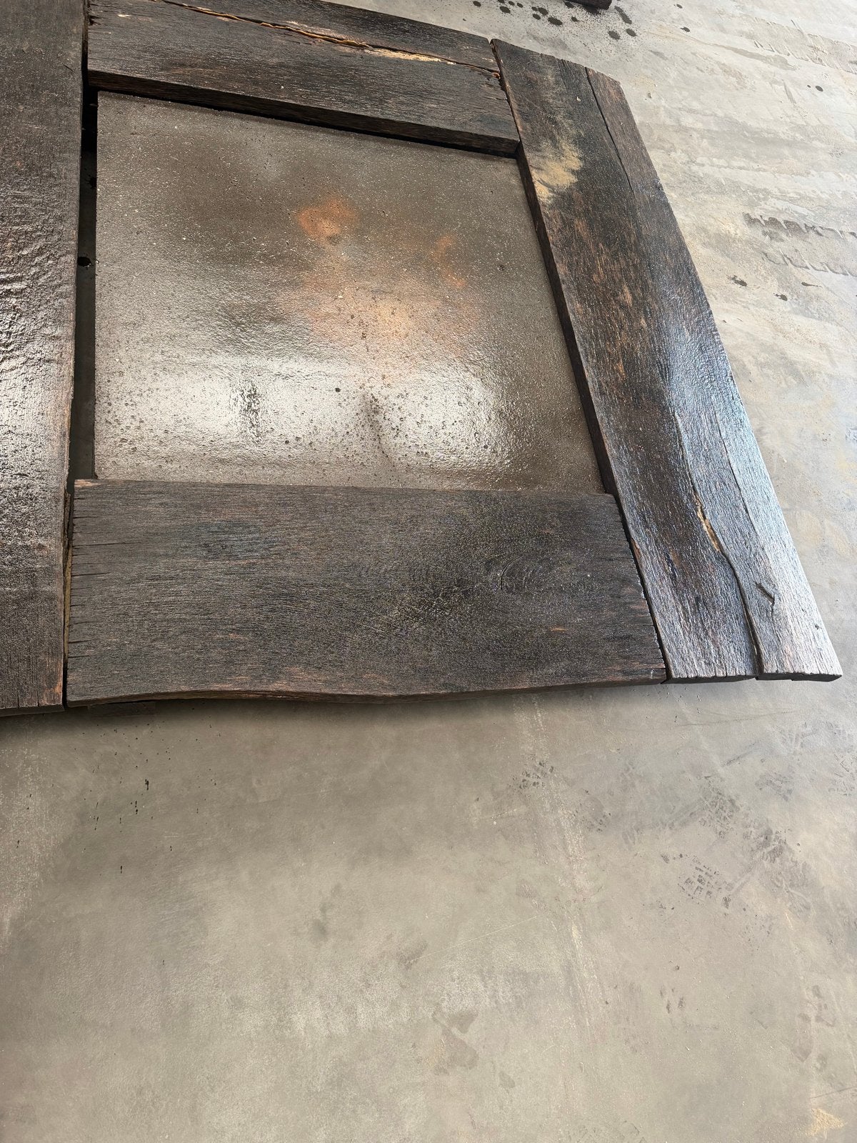 4x Vintage Vuurtafels Eikenhout - Oud Strandpaviljoen Deinin, Ophalen of Verzenden, Gebruikt