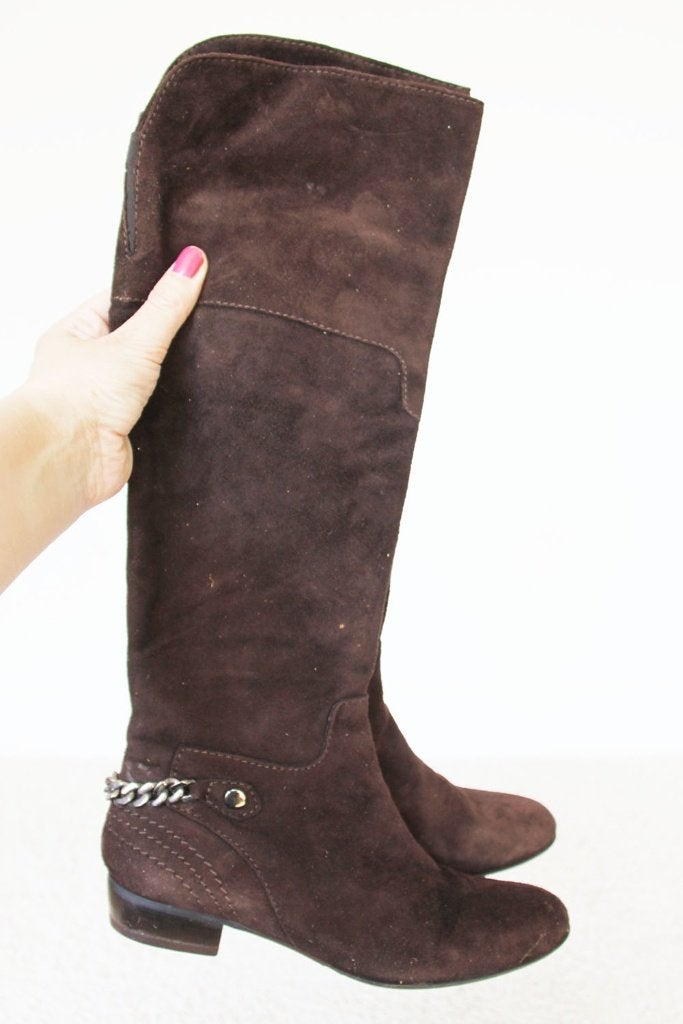 Mooie Bruin Suede Lamica Laarzen s4 (Maat 37) € 50,-, Hoge laarzen, Bruin, Lamica, Ophalen of Verzenden