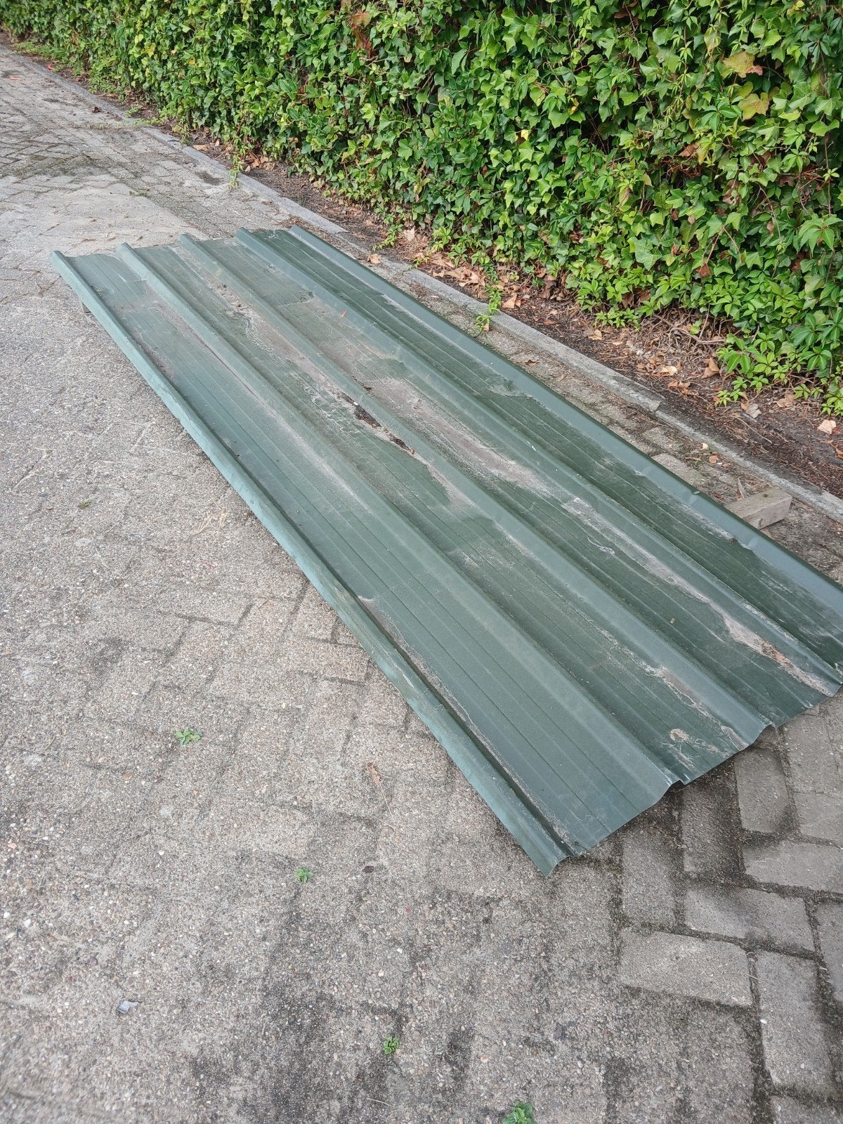 één damwand plaat groen, Dakplaat of Dakpanplaat, Gebruikt, Overige kleuren, Ophalen of Verzenden