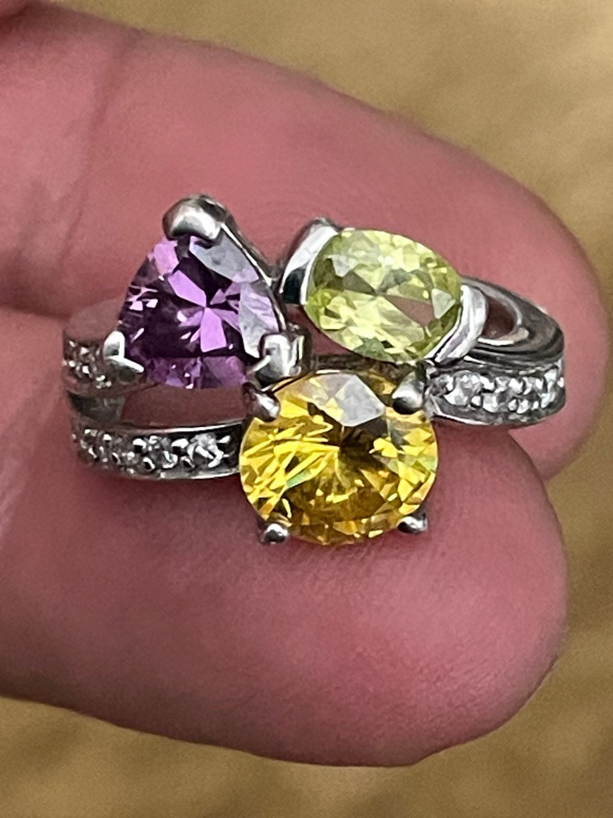 Zilveren ring met prachtige fonkelende stenen, Sieraden, Tassen en Uiterlijk, Ringen, Ophalen of Verzenden, Zo goed als nieuw