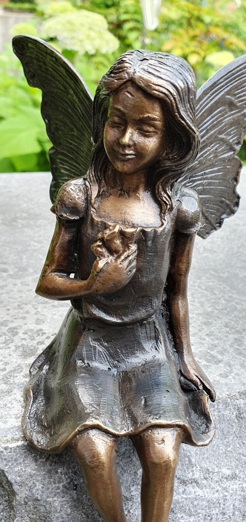 Bronzen beeld/ ELFJE / ENGEL / FEE met VLINDER, Ophalen of Verzenden, Brons, Beeld