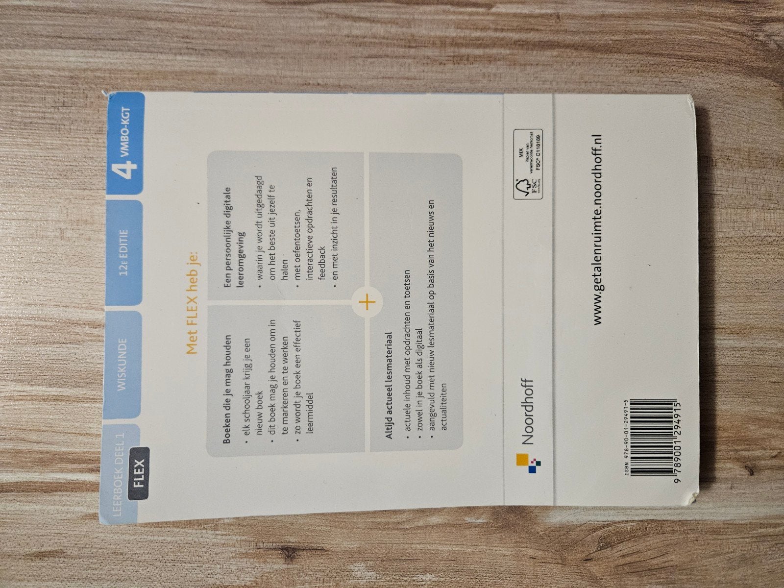 Getal & Ruimte Wiskunde VMBO-KGT deel 1 12e editie, Ophalen of Verzenden, Zo goed als nieuw, VMBO, Wiskunde A
