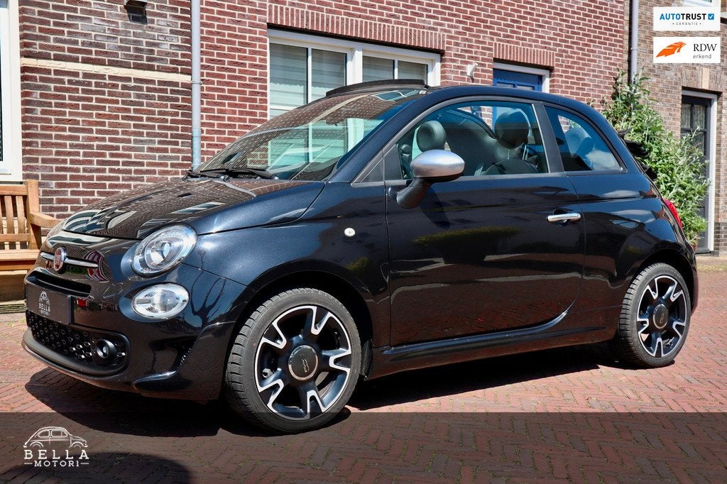 Fiat 500 C 0.9 TwinAir Rockstar | Cabrio | Apple CarPlay | A, Gebruikt, Zwart, Cabriolet, 4 stoelen